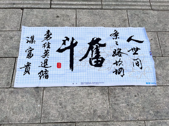 纯手工十字绣成品毛笔字奋斗励志书法大版书房办公室客厅挂画包邮