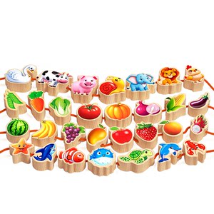 
Solid wood beaded children's toys educational early education 1 to 3 year old baby concentration training threading building blocks Children's Day gift