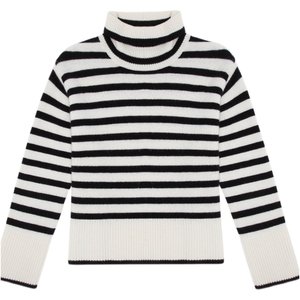 
[Broken code clearance] Lingluo Lucky Simple High Neck Thickened Silhouette Cashmere Sweater Women's Pure Cashmere Striped Sweater Sweater