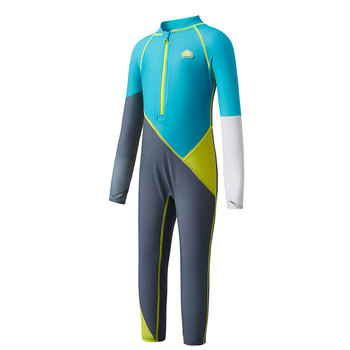 Sportal sunscreen children's long -sleeved conjoined swimsuit boys and girls
