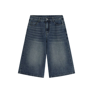 
Retro wide-leg denim cropped pants for women in summer new pear shape body large size fat mm loose slim straight pants