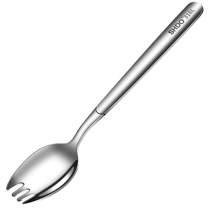 Shdo Spoon Shdo 316 Stainless Steel 2-in-1 Salad Spoon & Fork - Children's Utensil