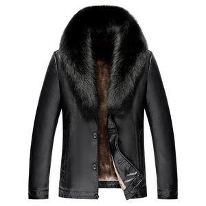 
2025 new men's fur integrated Haining genuine leather jacket men's slim sheepskin jacket winter fur coat