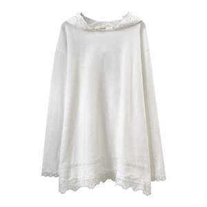 
What to wear during pregnancy~ Maternity T-shirt spring and autumn bottoming shirt white mid-length lace hooded top autumn
