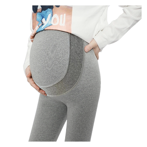 Large -size pregnant women bottoming pants spring, autumn and winter, plus velvet versatile belly, high waist leisure yoga long cotton pants
