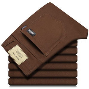 
Pure cotton jeans men's straight loose large size business elastic spring and summer casual high-end long pants spring new style