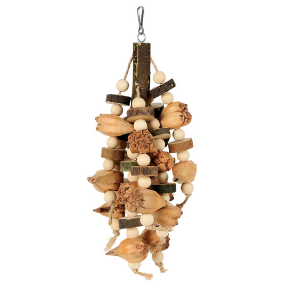 
Parrot toy chews fruit and hangs skewers to relieve boredom, self-exciting molar tiger skin peony special new bird anti-depression toy