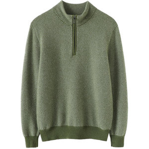 Luxury ~ Too connotative! Men's half -high collar zipper cashmere sweater loose pure cashmere sweater men's knit sweater clogs