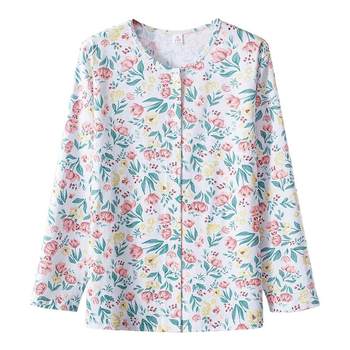 HIOIH middle-aged and elderly pure cotton cardigans large size loose
