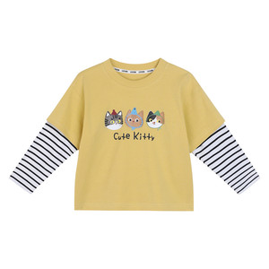 Chen Dazhu Boy Boy [Mengqu Zoo] Baby spring and autumn thin long -sleeved T -shirt baby fake two -piece top
