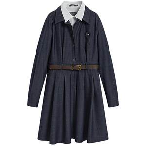 
KBNE small waist fake two-piece imitation denim dress for women 2026 summer new temperament long-sleeved shirt dress