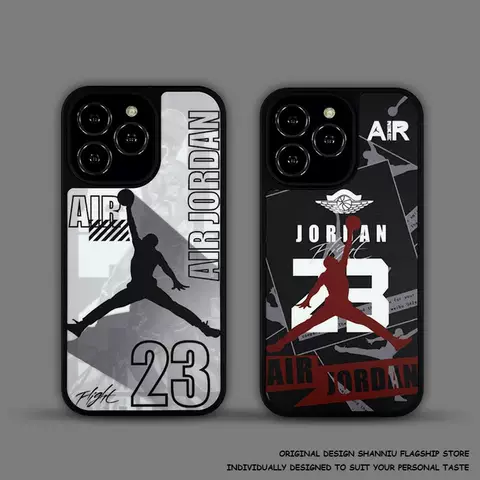 Trendy Fashionable Air Jordan iPhone 17/16/15/14/13 Case – Jumpman 23 – Matte Black Bumper