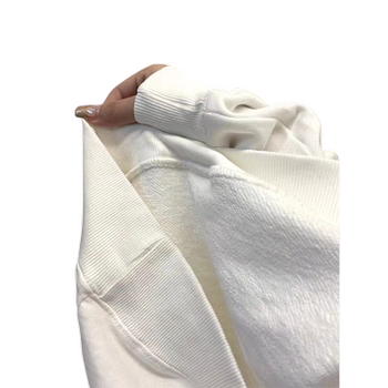 Pure cotton white hooded sweater female autumn and winter plus velvet thickening
