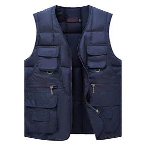 Autumn and winter down cotton vest men's dad pretend to keep wearing vests in the vest in the vest, the elderly pockets, the shoulder, the windproof windproof