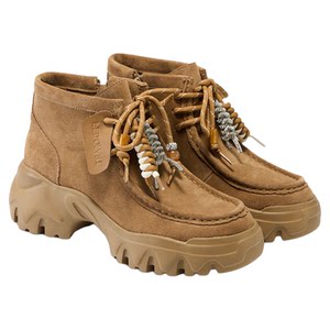 Fed thick heel short boots winter new women's boots fashion boots genuine leather sports boots plus velvet Martin boots women's YAB160