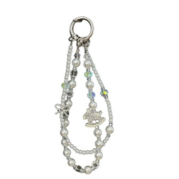 
High-end niche diamond-inlaid wood horse double-layer pearl crystal