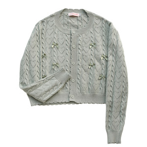 Love hollow lolita sweater cardigan retro knitted JK cardigan soft girl long -sleeved ruffled girl cute