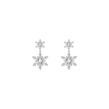 
First Snow Date ~ Sparkling Double Snowflake Tassel Earrings