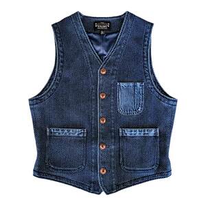 
Silibu indigo Aizen's stingy kendo slim vest vest khaki retro non-rrlporterclass