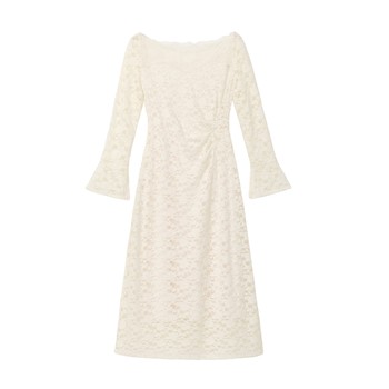 Blue language high-end elegant one-shoulder lace dress