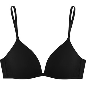 
Curious Miss Traceless Underwear Women's Thin Style French Triangle Cup Bra Large Breasts Show Small Bra Set Black