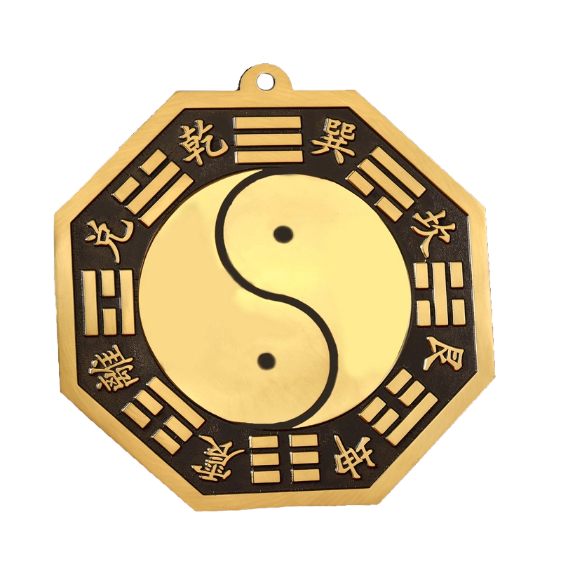 銅八卦鏡凸面鏡凹鏡陰陽魚黃銅太極八卦鏡大號黃
