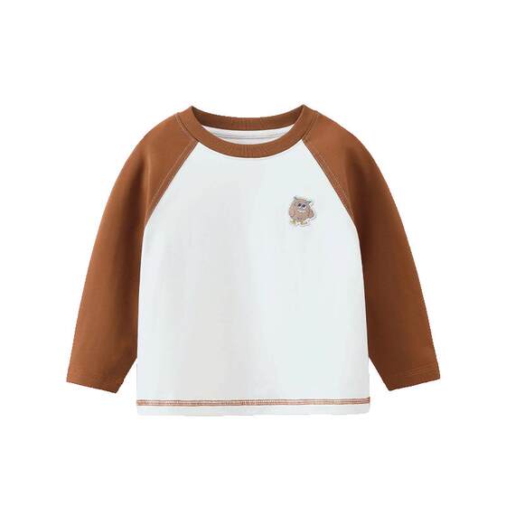 
[10A antibacterial] Qiqi Bear Baby T-shirt long-sleeved spring and autumn boys' raglan children's round neck 2026 new tops