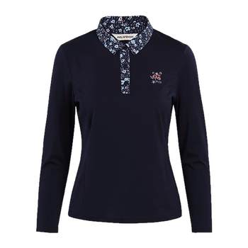 Miranden embroidered lapel T-shirt women's long-sleeved top trendy
