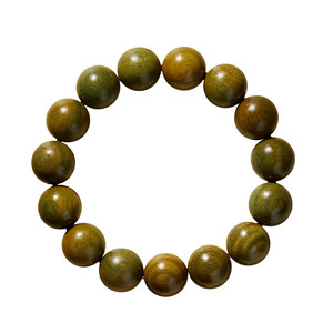 Qingxiangtai Natural Green Sandalwood Bracelet Agarwood Laoshan Sandalwood Women and Men Sandalwood Buddha Bead Plate Play Bracelet