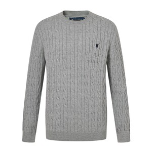 
POLOWALK Men's Knitted Sweater 2025 Autumn and Winter New Arrival Cable Round Neck Core Spun Yarn Pullover Knitted Sweater for Men