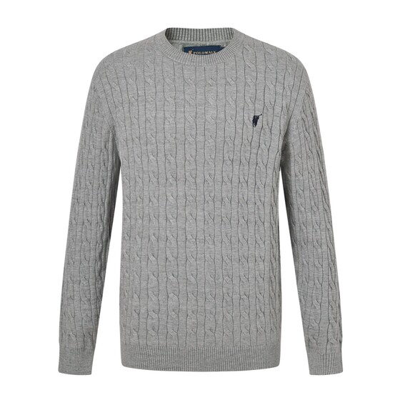 
POLOWALK Men's Knitted Sweater 2025 Autumn and Winter New Arrival Cable Round Neck Core Spun Yarn Pullover Knitted Sweater for Men