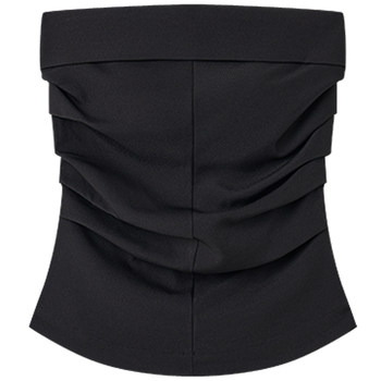 HaloLuu pure desire black strapless hot girl top