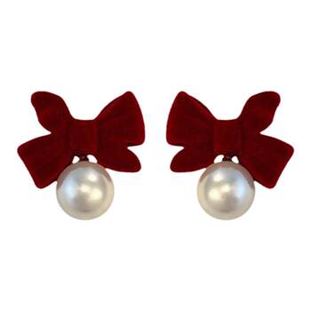 Premium Autumn and Winter Red Bow Earrings