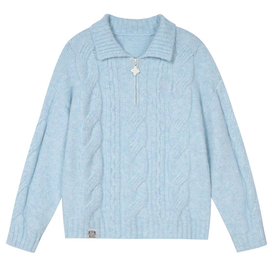 MEDM twist lapel casual sweater jacket for men and women in autumn and winter American versatile loose couple sweater tops