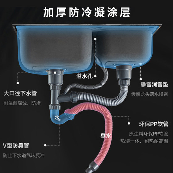 包邮厨房洗菜盆304不锈钢水槽双水槽家用洗手盆带支架洗碗池大单