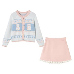 
Fabric Pig Frosted Snowman Sweet Cardigan Jacket Sweater Women's Autumn and Winter Cute Lazy Knitted Sweater Top