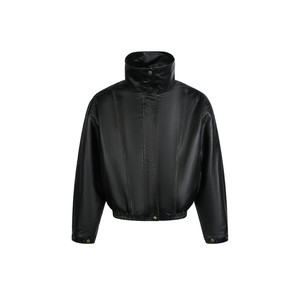 
BTSG American retro fur collar leather jacket with mountain carving jacket for men Cleanfit high-end silhouette stand-up collar cotton jacket