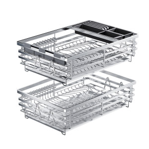 
Four Seasons Mugola Basket Kitchen Cabinet 304 Stainless Steel Double Layer Drawer Cupboard Dish Storage Dish Rack Bowl Basket