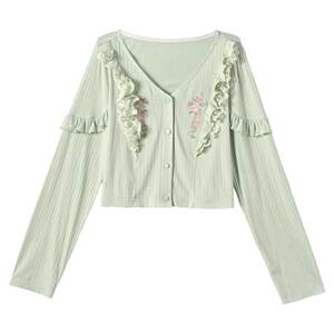 
Mori Girl Tribe's original pastoral style fresh green knitted cardigan jacket for women 2026 summer new outer top