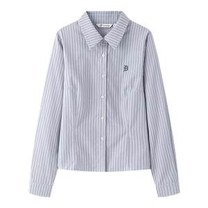 
Tokyo Sui Shiji JK uniform slim shirt waist-hugging women's long-sleeved striped top Academy style new organ mark