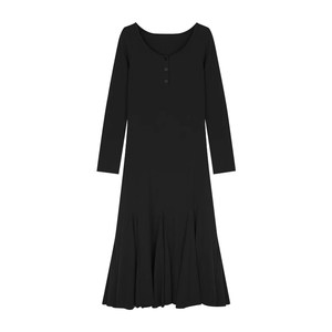 alex stevens black dress female spring and autumn slim A -line fishtail skirt long bottom skirt