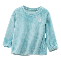Children's Pajama Tops Coral Velvet Spring And Autumn Girls Autumn And Winter Inner Wear Plus Velvet Warm Flannel Home Wear Tops