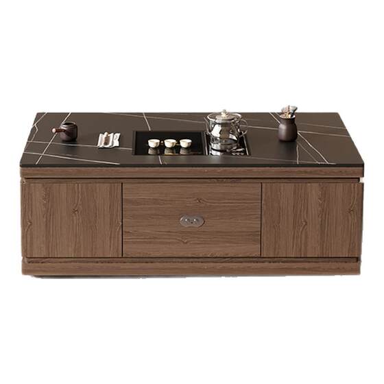 New Chinese-style solid wood rock board Kung Fu tea table tea table integrated automatic lifting table tea table home living room office