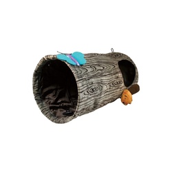 Kong Cat Tunnel Simulation Hidden Tree Pattern Plush Cat Nest Cave Foldable Interactive Boredom Relief Toy Hole Drilling Sleeping Bag