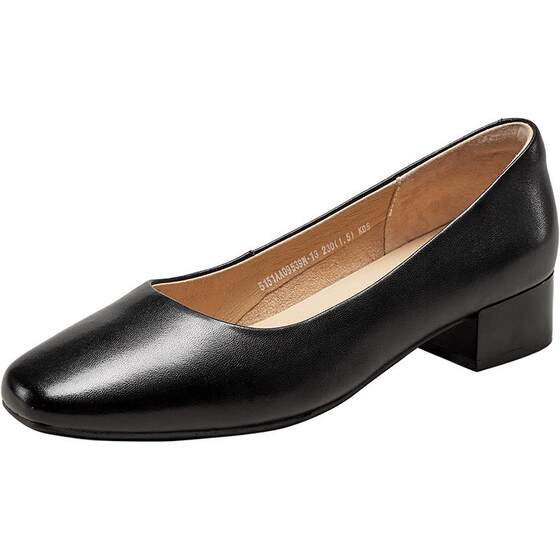 
Yierkan genuine leather small leather shoes for women 2026 spring and autumn commuting thick heels interview shallow mouth high heels single shoes for women