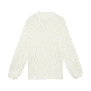 
Metersbonwi sweater for women in autumn and winter high neck loose sweet simple solid color loose comfortable versatile long-sleeved sweater