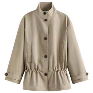 
HM Women's Windbreaker Mid-Length Fashion Bud Drawstring Casual Coat 1000019