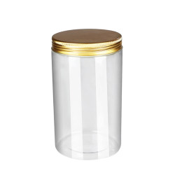Golden lid food grade grain storage jar plastic bottle