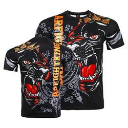 MMA Black Panther Muay Thai Sports Breathable T-shirt Martial Arts Suit Casual Training Kick Boxing UFC Boxing Quick Dry Custom Short Sleeve