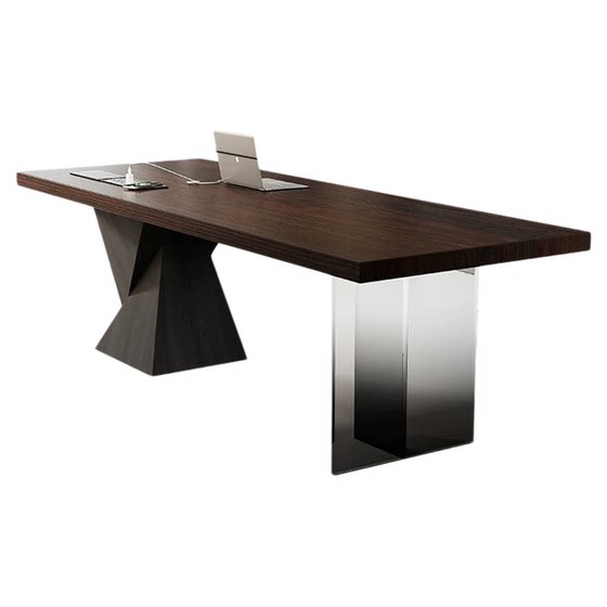 
Italian minimalist desk, living room, long table behind sofa, solid wood desk with socket, study room, computer desk, workbench